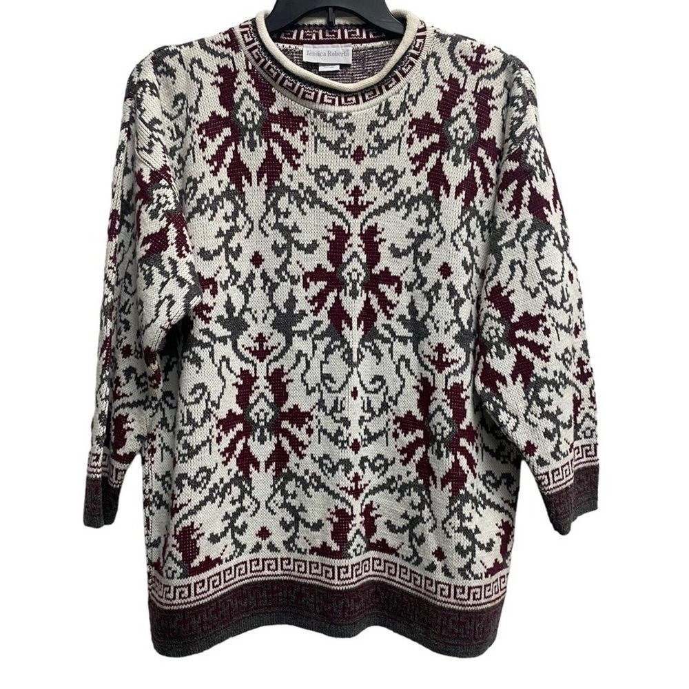 Vintage 90's Jessica‎ Roberts Sz 8 Colorful Crewneck Pullover Sweater
